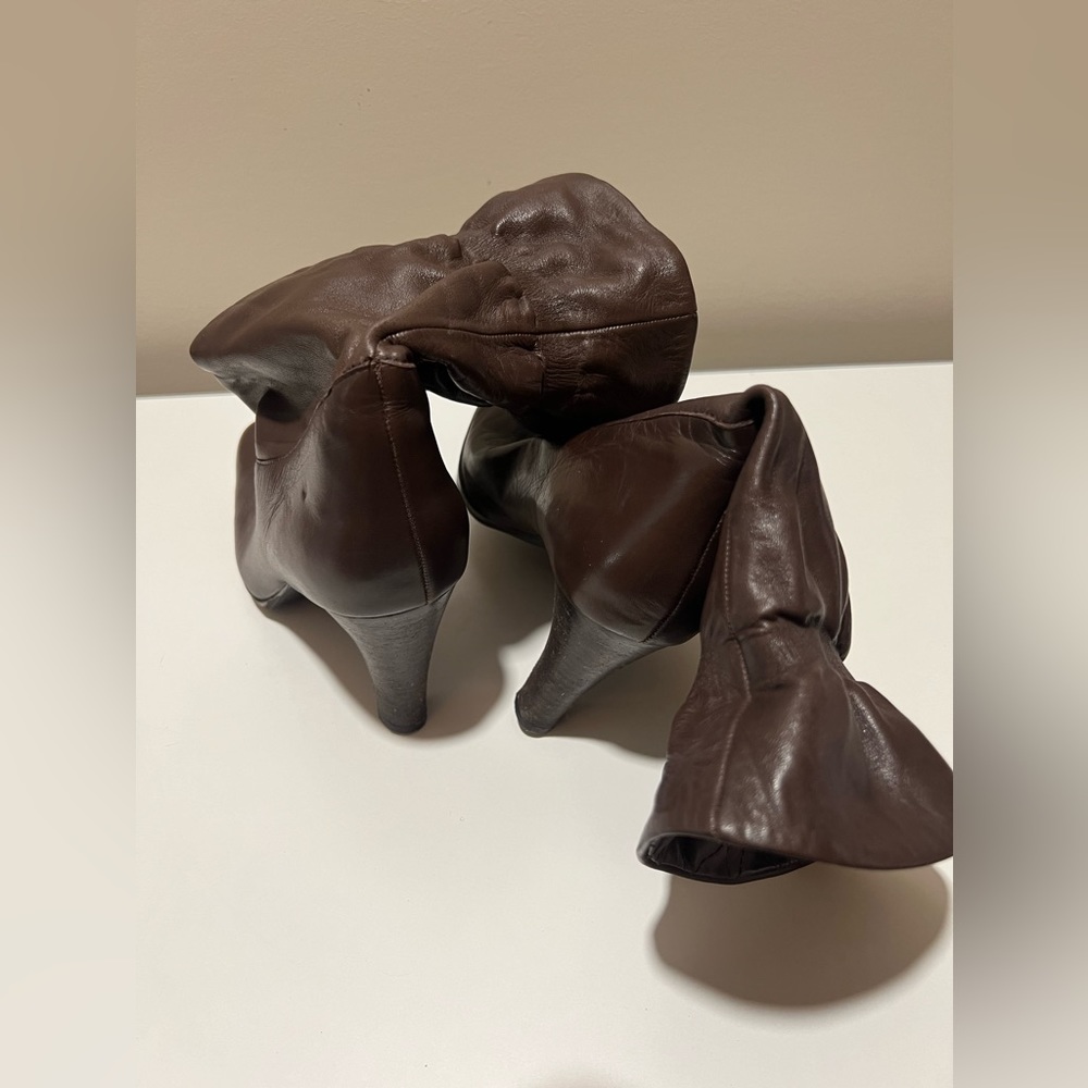 Worthington Slouched Or Cuffed Brown Leather Boots - image 6